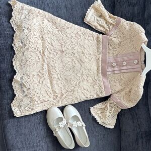 Elegant Lace Dress with Floral Accents